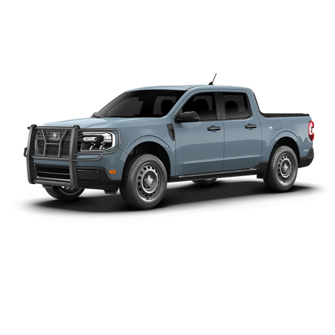 1373B – CATTLEMAN Grille Guard, 1-Piece Powder Coated Gloss Black Steel 2 Inch Diameter With Brush Guard Without Skid...